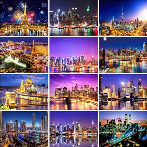 EverShine Diamond Painting 5D City Cross Stitch Kits Diamond Mosaic Full Drill Building Home Decor Landscape Bead Embroidery