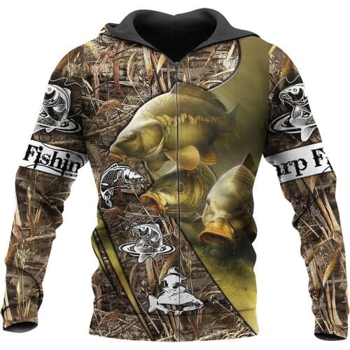 Carp Fishing 3D Printed Zipper Hoodies Men/Women Harajuku Sweatshirt Casual Fashion Jackets LL-456