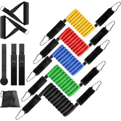 Home 11 Pieces Resistance Yoga Latex Tube Handles Resistance Bands Set