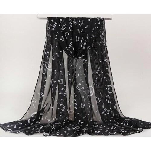 Summer Casual Shawl Soft Scarves Fashion Fabulous Elastic Scarf High Quality New Women Lady Musical Note Chiffon Neck Scarf
