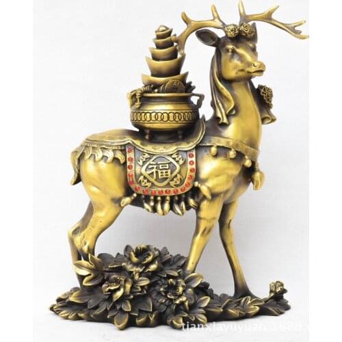 Copper Deer Ornaments Lucky Deer Blessing All The Way Home To Get Rich Cornucopia Decoration Cafts Gifts