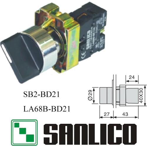 Metal selector switch rotary switch knob switch two or three position standard handle SB2(LA68B XB2)-BD21