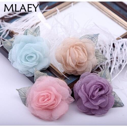 MLAEY 4pcs Handmade flowers for craft wedding appliques garment accessories DIY Fabric for Wedding Party Craft Home 19602