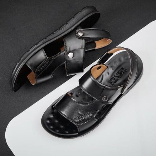 Male Leather Sandals Mens Leather Sandal Plage Sandales Shoe Men Sandals Summer Holes Sandale Homme Shoes Beach Sandles Dress