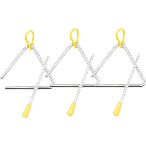 Music Triangle Instrument Set, Hand Percussion Triangle Children Musical Instrument with Striker 3 Pack Triangle 4 Inch