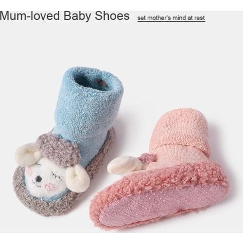 Newborn Baby Floor Socks Autumn Winter Terry Cute Middle Tube Childrens Toddler Footwear Cartoon Non-slip Infant Boy Girl Shoes