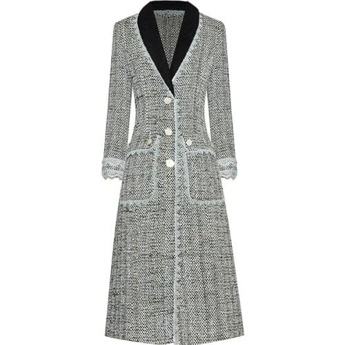 Newest HIGH QUALITY Fashion 2021 Winter Designer Coat Womens Tweed Long Overcoat