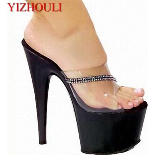 7 Inch New Arrival Lady Sexy High Heels Sandals Open Toe Slippers Ladies Casual Shoes Scotland Style Women Slippers Exotic Shoes