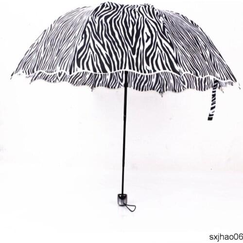 New Three fold parasol zebra leopard design, suitable for women women umbrella 20piece/batch