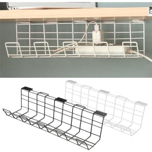 Hanging Wire Storage Rack Wall-Mounted Under Desk Cable Management Tray Office Wire Cord Power Strip Adapter Organizer Shelf