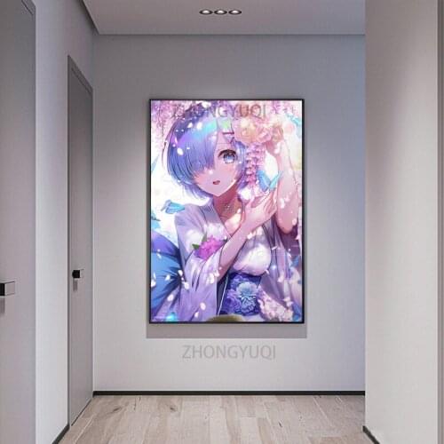 Hot New Poster Anime Wall Canvas Rem Re Zero Anime Poster Canvas Painting Wall Art Decor Living Room Bedroom Home Decoration