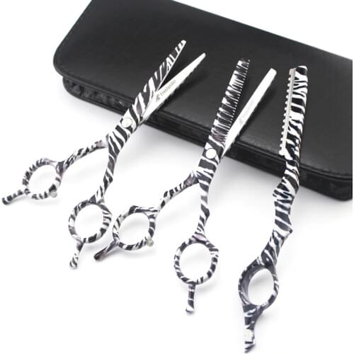 5.5Inch Professional Zebra pattern Hairdressing Cutting Shears razor Selling Japan Barber Thinning Scissors Hair Styling Tijeras