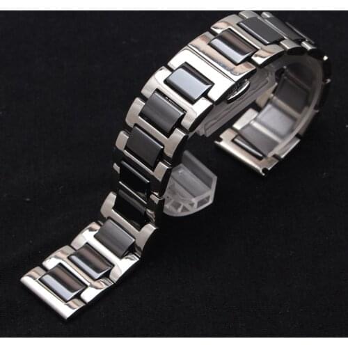 Black Ceramic +Stainless Steel Watchband 22mm for Samsung Galaxy Watch 46mm SM-R800 Strap Replacement Band Wrist Belt bracelets
