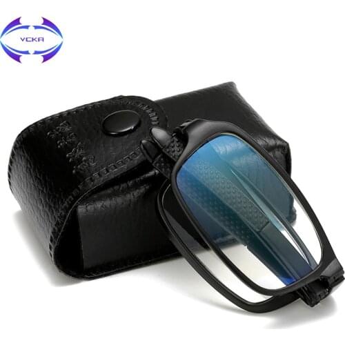 VCKA Unisex Foldable Reading Glasses Folded Plastic Women Men +1 +1.5 +2 +2.5 +3 +3.5 +4.0 Presbyopic Eyeglasses Full Frame +box