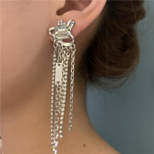 YANGLIUJIA Crystal Chain Tassel Earrings Hip-hop Punk Retro Long Earrings Beach Accessories Birthday Present Ms Jewelry