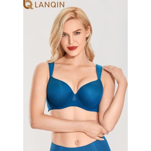 Womens Plus Size Seamless Lightly Padded Comfort Strap Underwire Contour Bra