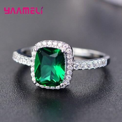 Female Crystal Cubic Zirconia Stone Rings 925 Sterling Silver Color Bague Wedding Engagement Anel For Women Band Mujer Jewelry
