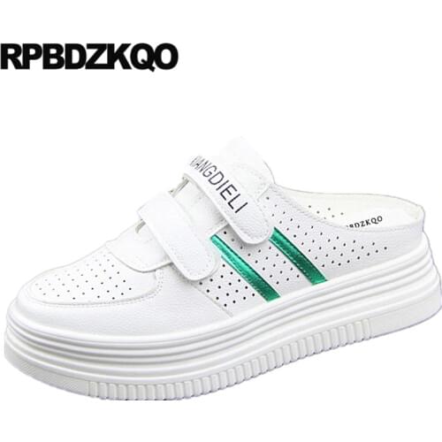 Sneakers slippers trainers mules creepers platform shoes round toe flats elevator thick sole women white slides muffin summer
