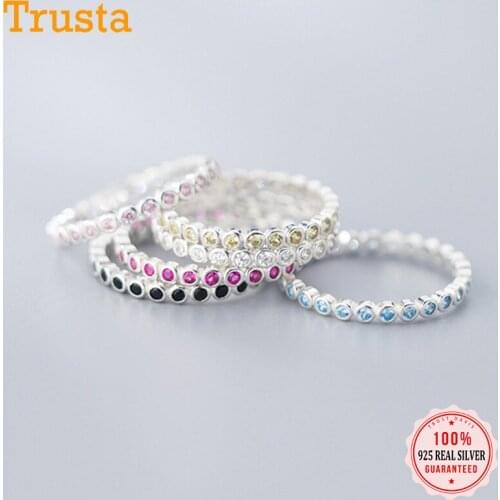 Trustdavis Real 925 Sterling Silver Sweet Simple Colour Shiny CZ Charm Finger Ring For Women Wedding Party Fine Jewelry DA2264
