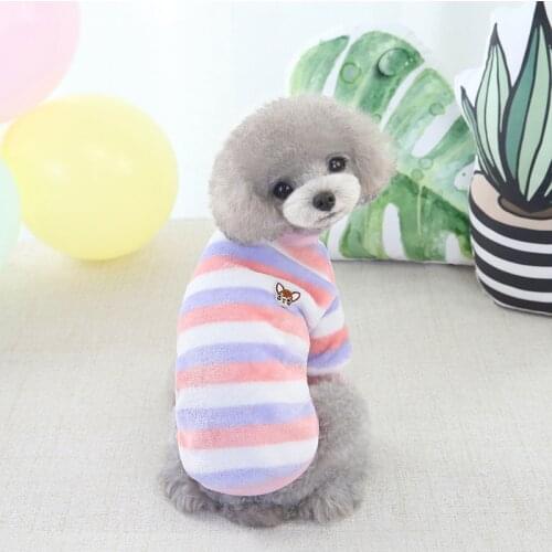Rainbow Stripes Puppy Vest Clothing Warm Dog Clothes Chihuahua French Bulldog Winter Dog Coat for Small Dogs Pet Cat Clothes