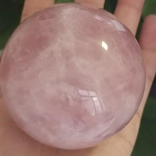 Natural Crystals Pink Rose Quartz Sphere Energy Ball Reiki Stones Room Home Office Aquarium Decoration Accessories Gemstone 1pc