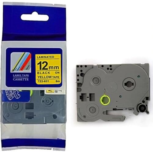20 pcs Tze631 Tze-631 Tze 631 12mm Tze Tz Tape Compatible Brother Ptouch Cartridge Label Maker Tape Tz631 Tz-631 Black on Yellow