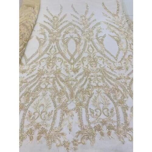 5 Yard/ Lot Seuqins and Beads Lace Fabric 130cm Width Dress Lace Fabric Bridal Lace Fabric Sequins Beads Lace Fabric
