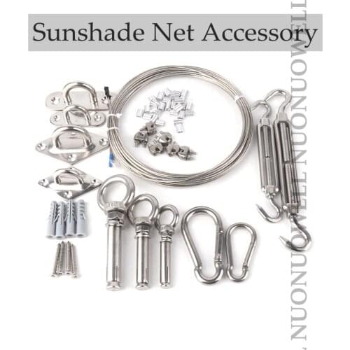 SS304 Sunshade Net Accessory Expansion Ring Soft Wire Retainer And Snap Hook Suspension Gear For Shading Spare Parts
