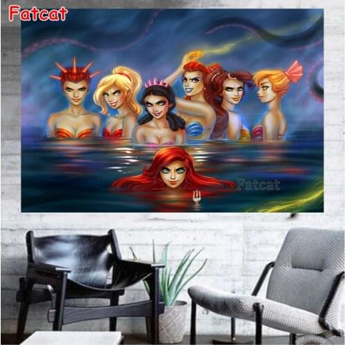 Full Drill Square DIY Diamond Painting Cartoon Mermaid Diamond Embroidery Hobbies And Craft Mosaic Picture Of Rhinestone PP164