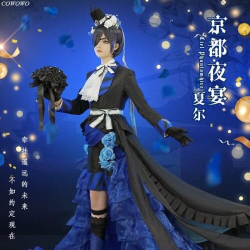 Anime! Black Butler Ciel Phantomhive Night Dress Noble Elegant Uniform Cosplay Costume Halloween Carnival Party Outfit Women NEW