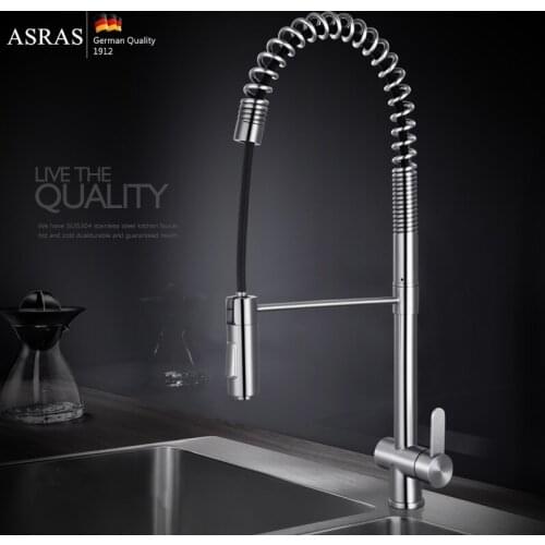 AS-109 304 Stainless Steel Faucet Hot and Cold Tira-Style European Tap Kitchen Sink Washbasin