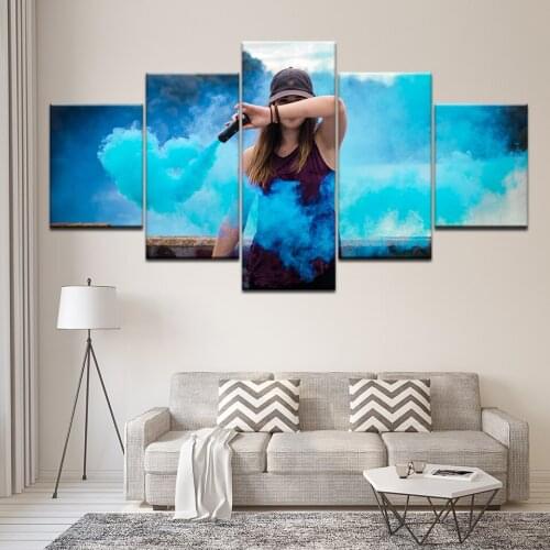Large size Canvas Printing Oil Painting girl colorful smoke Wall painting Decor Wall Art Picture Living Room Decor Frame Artwork