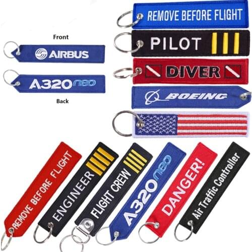 Keychain Motorcycle Car Embroider Key Ring llavero BOEING Aviation Gifts Luggage Tag Key Fobs Customized Keychains Lanyard