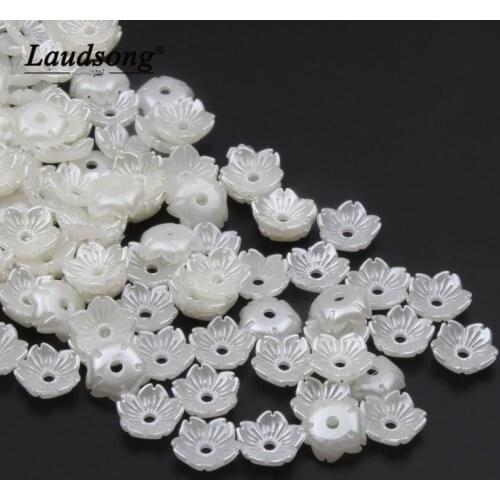 100PCS 8/10MM Acrylic Material Imitation Pearl Color Flower Shaped Beads For DIY Bracelet Necklace Jewelry Spacers Beading