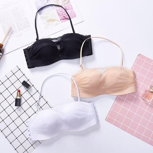 Strapless Bras Wire Free Womens Lace Bralette Ladies Lingerie Padded Push Up Brassiere Plus Size Sexy BH Top 30-38 A B C Cup