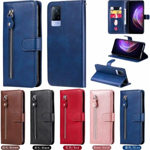 Zipper Case For vivo V21 4G / 5G 6.44inch 2021 Luxury Wallet Flip PU Leather Retro Full Cover For vivo V21 V 21 Cases Bags