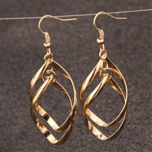 CRLEY New Trend Jewelry Drop Earrings Hollow Geometric Metal Earrings Personality Statement Ladies Vintage Bent Earring 2019