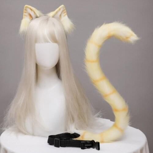 Colors Opintional Sexy Anime Ears Hairhoop Plush Cat Ears Tail Set Lolita Accessories Cosplay Halloween