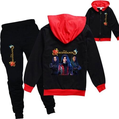 2021 Kids Descendants Costume for girls Boys Christmas Birthday Clothing Long Sleeve Children Sport Suits Hoodies Tops+Pants Set