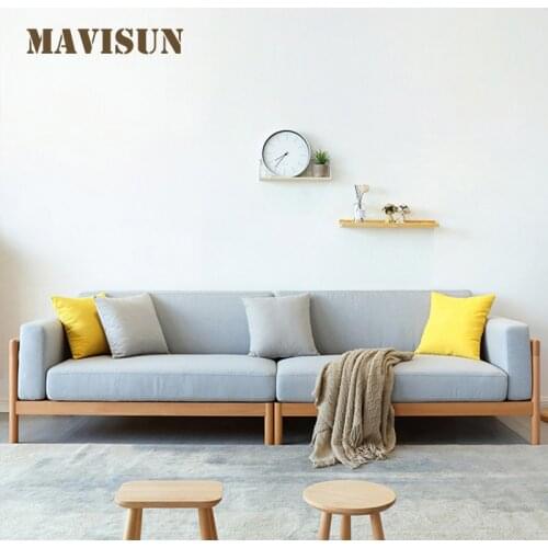 All Solid Wood Sofa Combination Nordic Modern Minimalist Living Room Furniture Small Apartment Corner Sofa With Lounge Chaise
