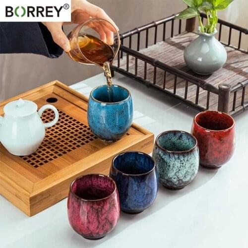 BORREY 160Ml Ceramic Teacup Coffee Cup Chinese Porcelain Teaware Small Kung Fu Tea Cup Japanese Style Wine Mug Vintage Teacups