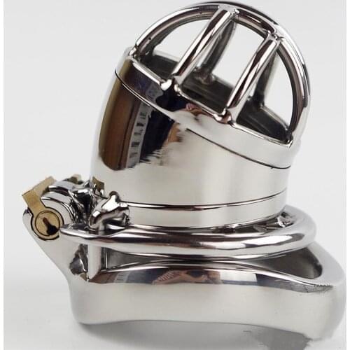 Male Chastity Stainless Steel Cage With Anti Off Version Short Paragraph Ball Stretcher Sex Ring For Men Male Chastity Device
