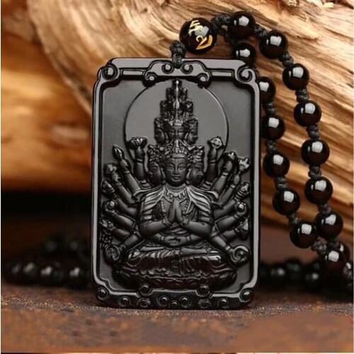 Natural jade Obsidian Eight kinds Bodhisattva Pendant Jewelry Lucky to ward off Evil Auspicious Amulet Pendant Jade Fine Jewelry