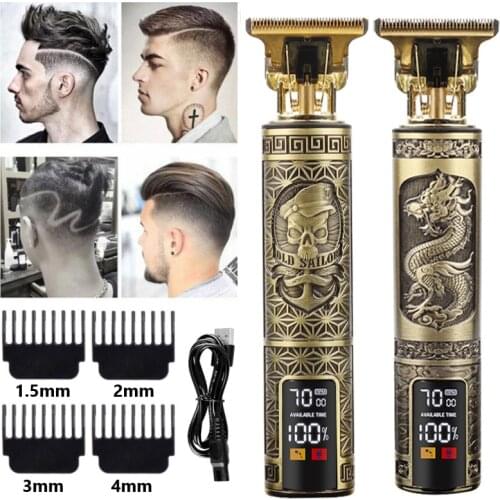 Rechargeable haircut Barber Hair Clipper Trimmer Electric beard LCD Display Hair Cutting Machine Men Baldheaded T-blade Trimmer
