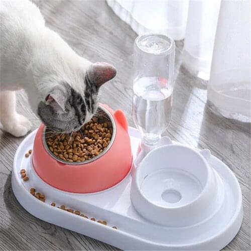 200ml 15 Degrees Tilted Stainless Steel Cat Bowl Non-slip Base Puppy Cats Food Drink Water Feeder Neck Protection Dish Pet Bowl