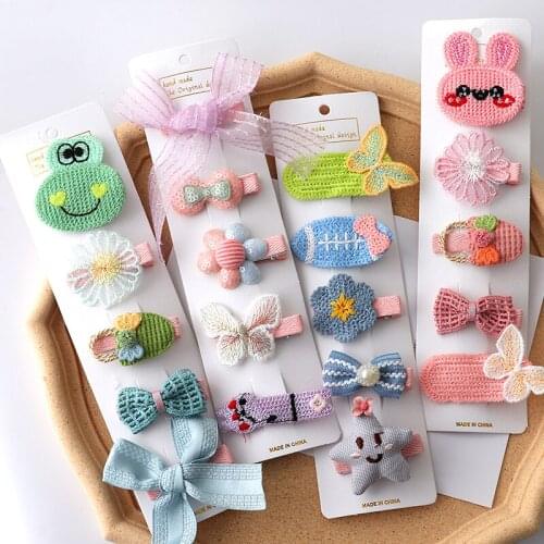 Girls Cartoon Embroidery Hair Clip Set Kids Girl Fashion Animal Hair Clip Hairgrips Sweet Hair Accessories