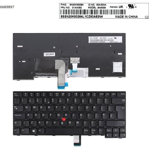 UK Layout New Replacement Keyboard for Lenovo Thinkpad E470 E470C E475 Laptop with Pointer