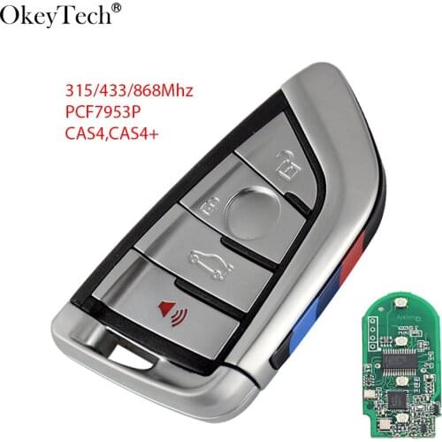 Okeytech 4 buttons 315/433/868MHZ Modified Auto Remote Key Keyless Entry fob Case for BMW F CAS4 5 7 Series X5 X6 2014 2015 2016