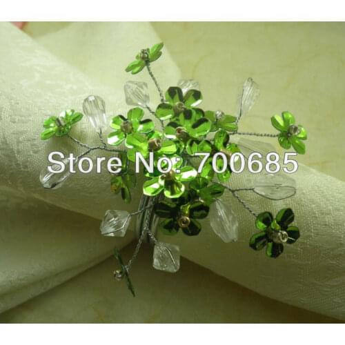 Wholesale napkin rings green flower,acrylic napkin holder