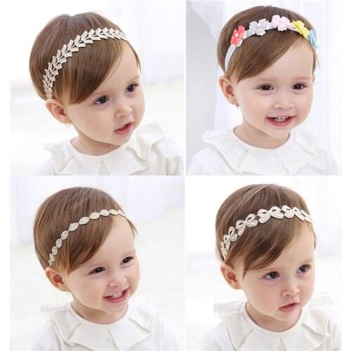 Baby girls headdress color flower headband kids headdress children princess wedding birthday rhinestone accessories